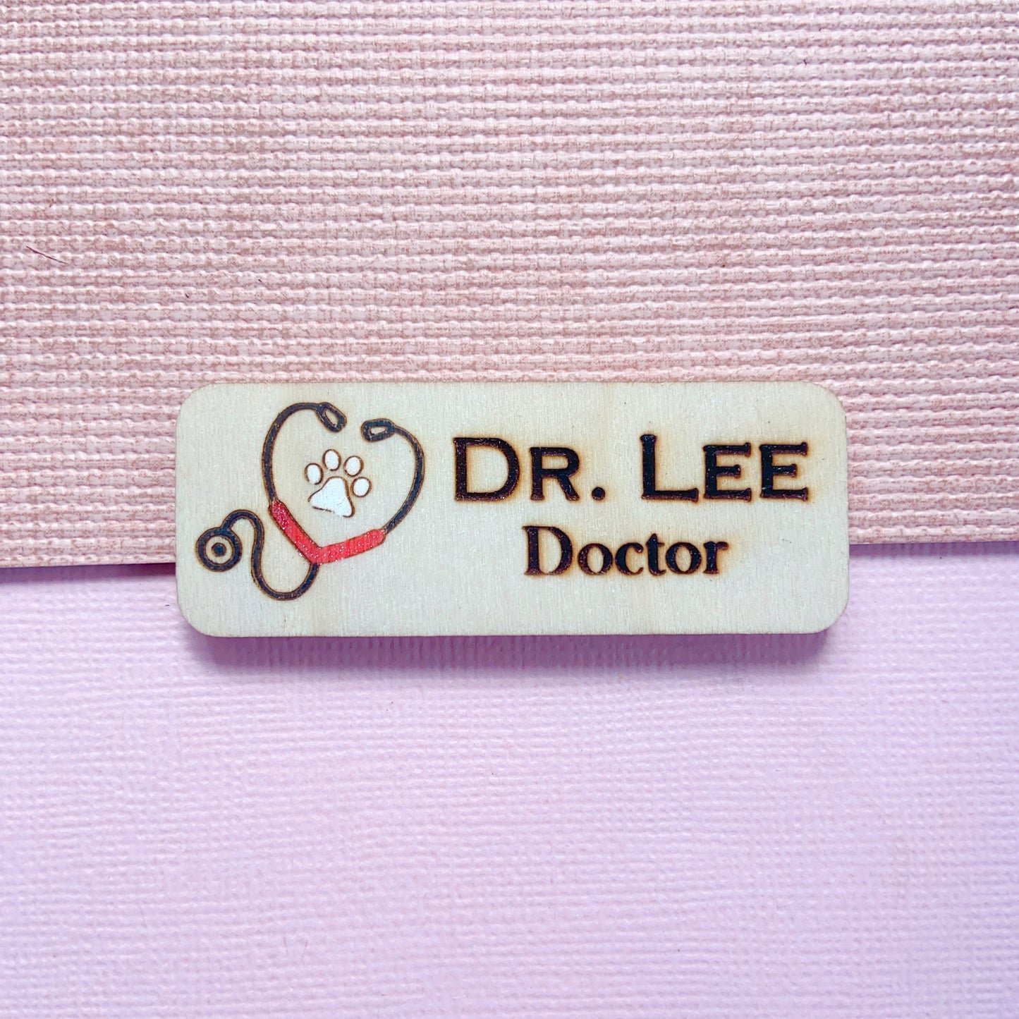 Veterinary Clinic VET Nurse Engraved Hand-Painted Personalised Name Tag