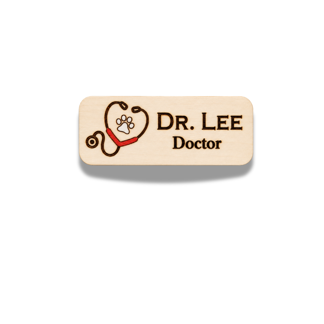 Stethoscopec - Veterinary Clinic VET Nurse Engraved Hand-Painted Personalised Name Tag