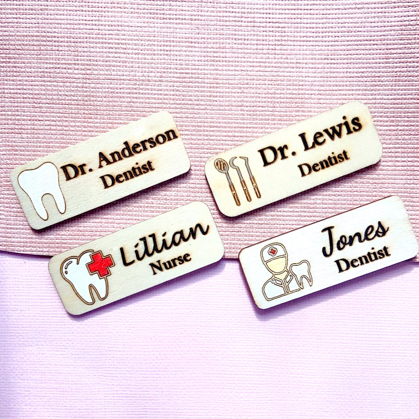 Dental Theme Personalized Hand Painted Wooden Name Tag