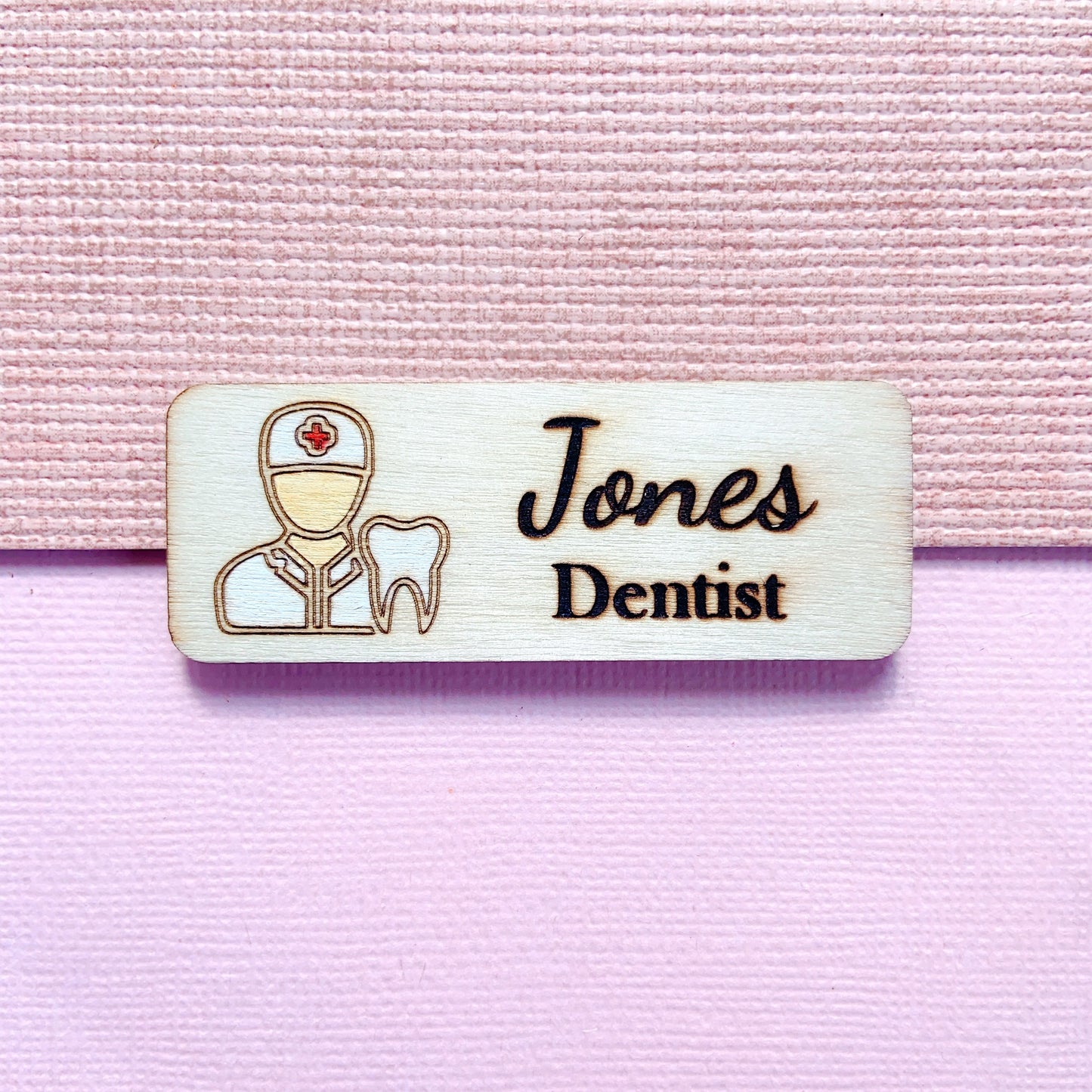 Dental Theme Personalized Hand Painted Wooden Name Tag