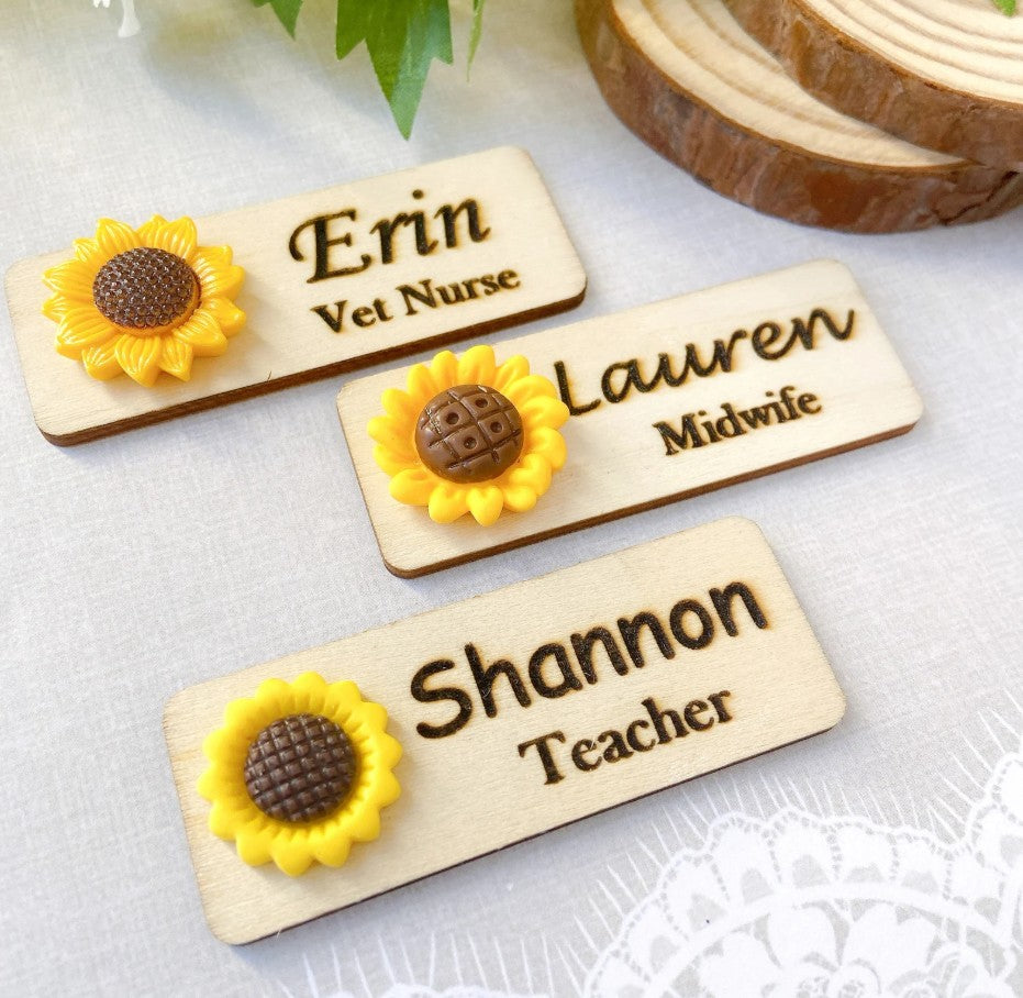 3D Medium Sunflower Personalised Name Tag