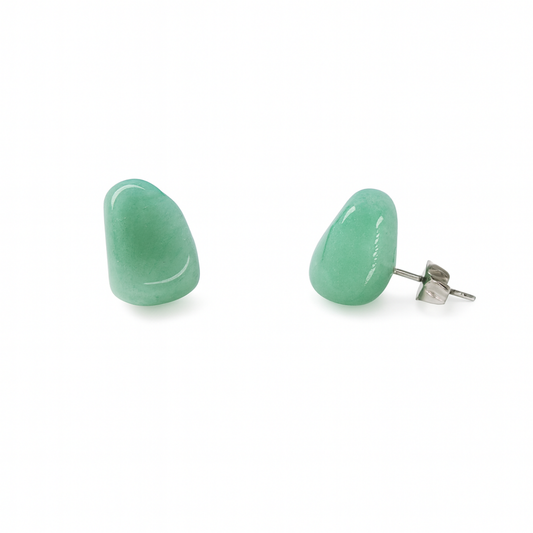 Large Aventurine Tumbled Natural Stone Earrings