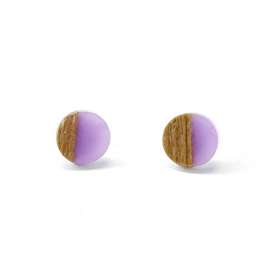 Purple Hypoallergenic Wood and Acrylic 2-Tones Earring Studs