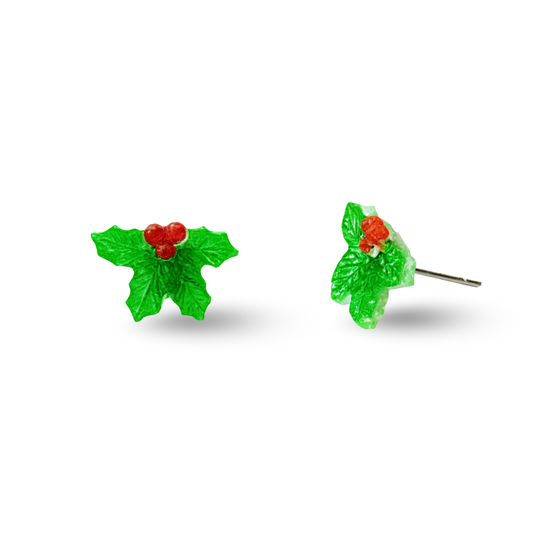 Christmas Leafs Surgical Steel Hypoallergenic Stud Earrings