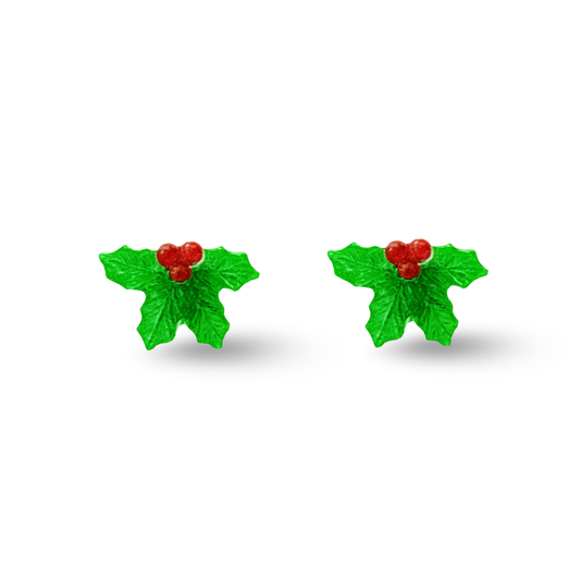 Christmas Leafs Surgical Steel Hypoallergenic Stud Earrings