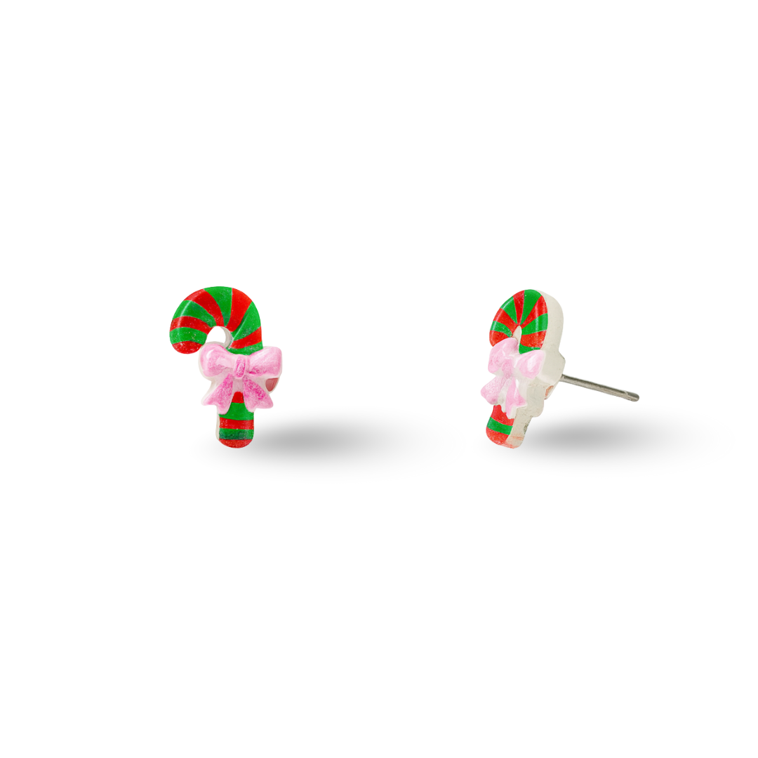 Christmas Candy Cane Surgical Steel Hypoallergenic Stud Earrings
