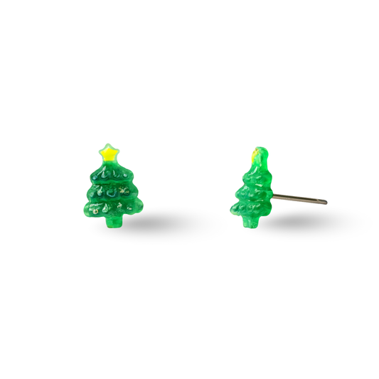Cute Christmas Tree Surgical Steel Hypoallergenic Stud Earrings