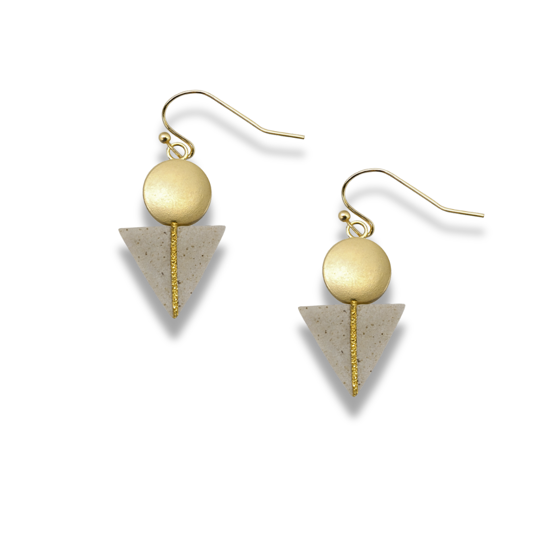 Grey Stone Triangle Geo Earrings – Modern Minimalist Collection