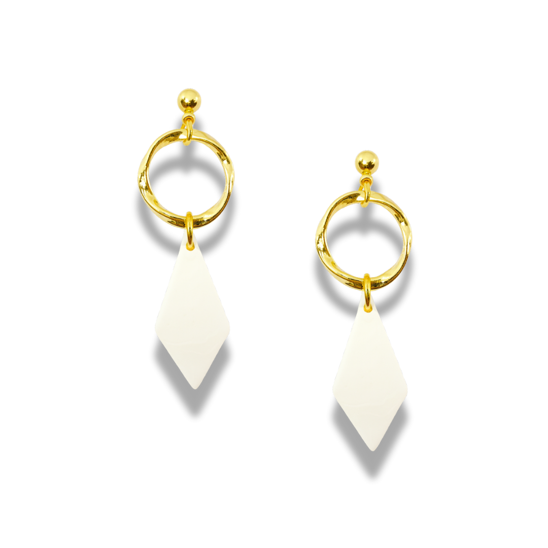 Terracotta Diamond Drop Polymer Clay Earrings – Modern Elegance Collection