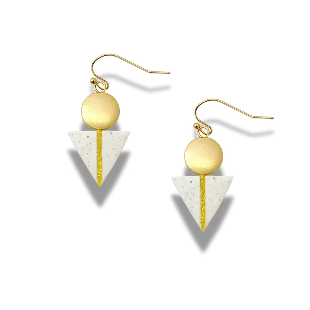 Grey Stone Triangle Geo Earrings – Modern Minimalist Collection
