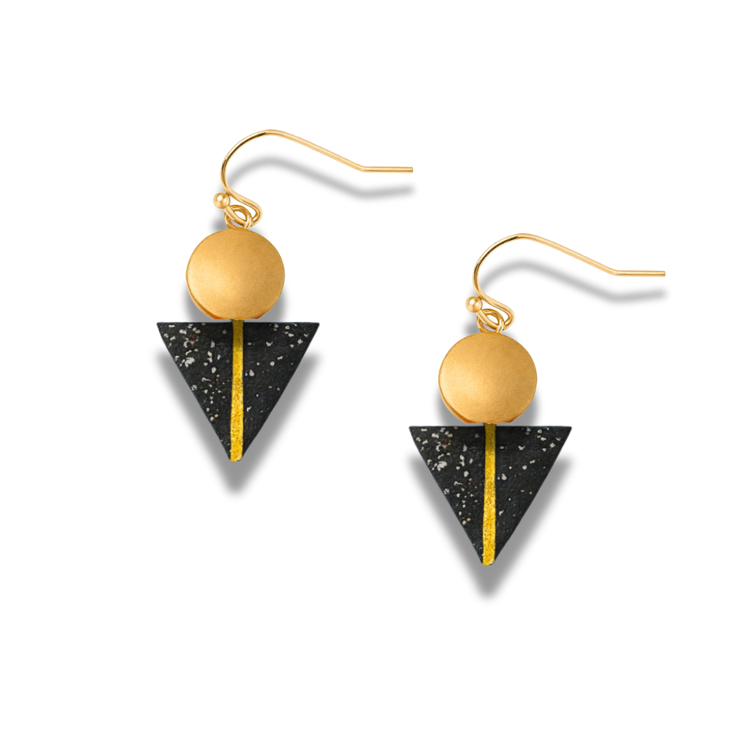 Grey Stone Triangle Geo Earrings – Modern Minimalist Collection