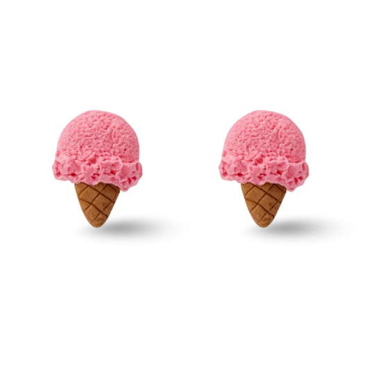 Strawberry Ice Cream Polymer Clay Hypoallergenic Stud Earrings