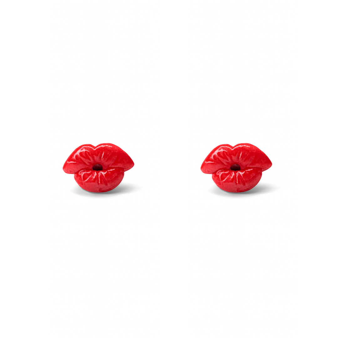 Sexy Red Lip Polymer Clay Hypoallergenic Stud Earrings