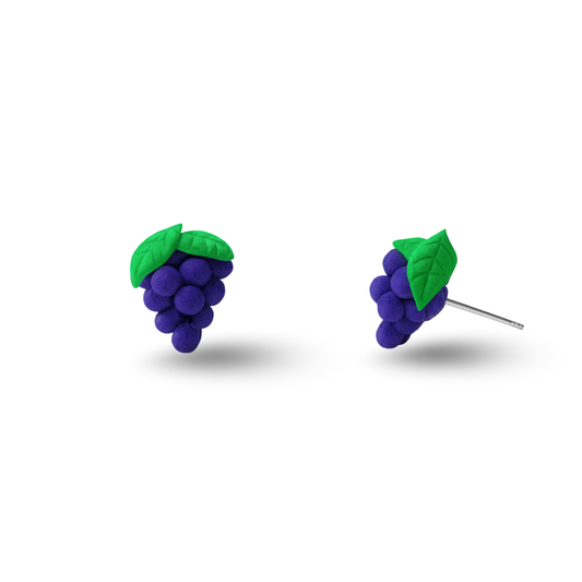 Grapes Polymer Clay Hypoallergenic Stud Earrings