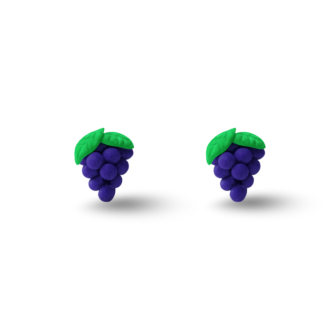 Grapes Polymer Clay Hypoallergenic Stud Earrings