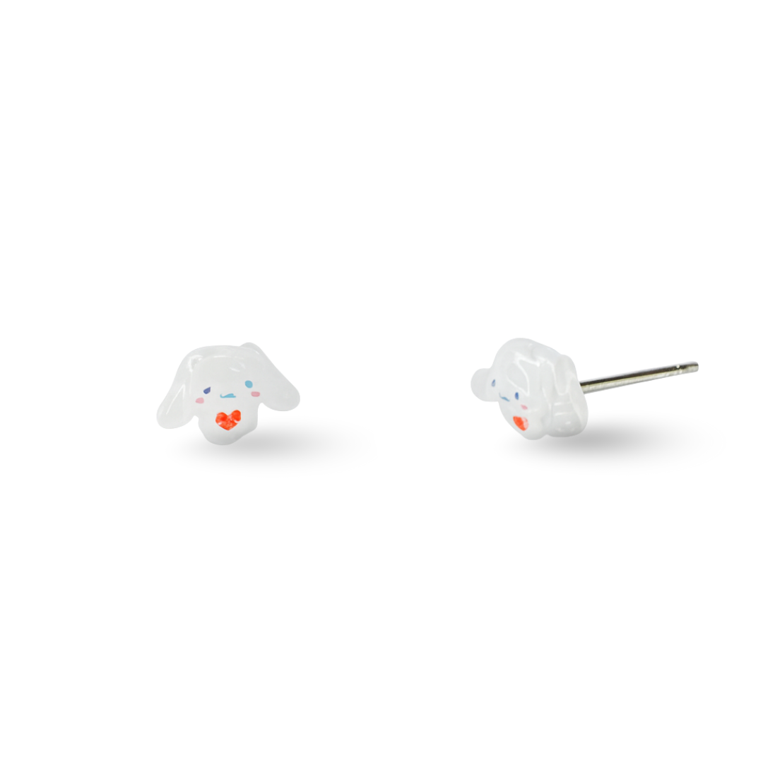 Tiny Red Heart Cinnamoroll Dog Hypoallergenic Stud Earrings