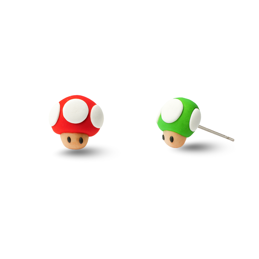 Cutie Mushroom Polymer Clay Hypoallergenic Stud Earrings
