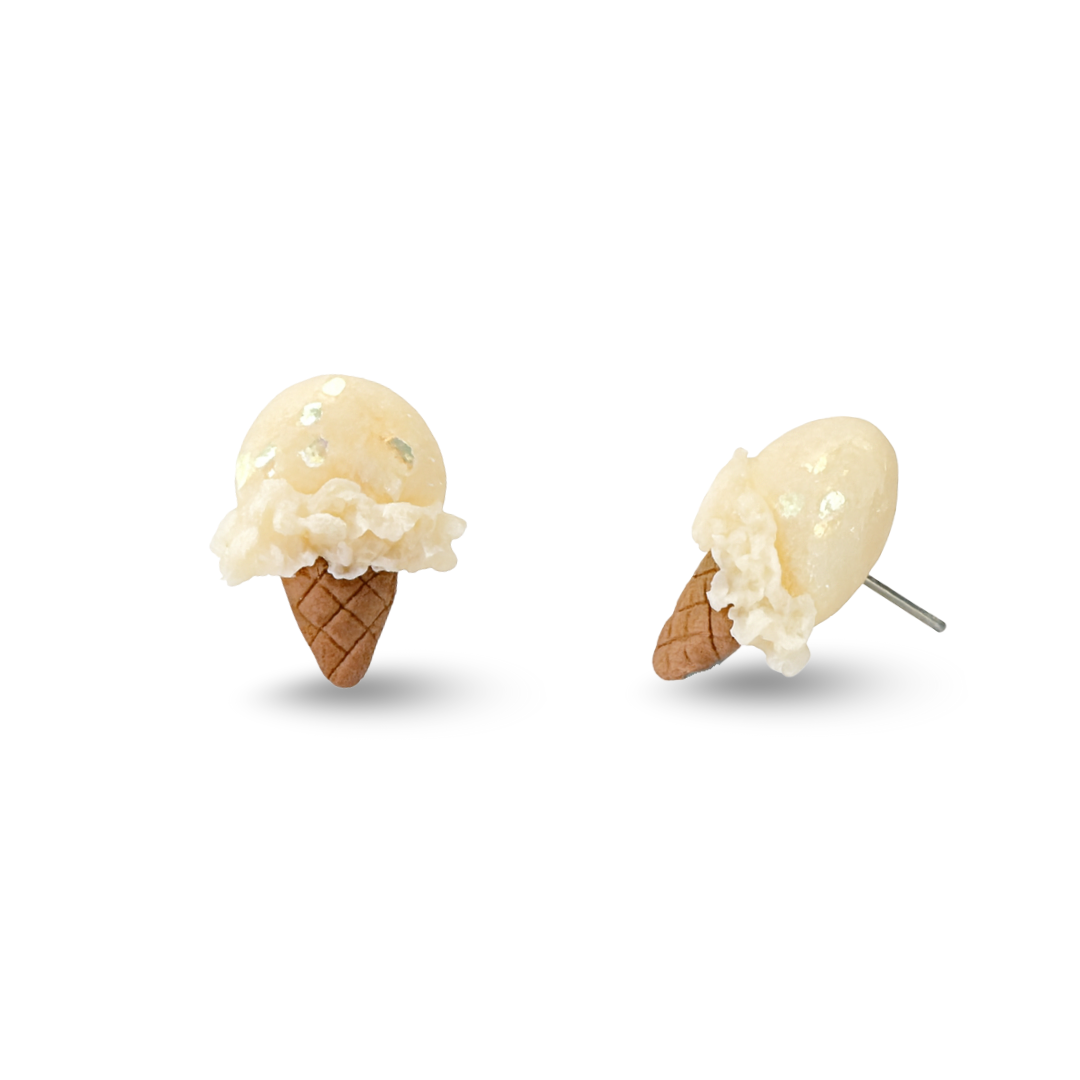 Vanilla Ice Cream Polymer Clay Hypoallergenic Stud Earrings