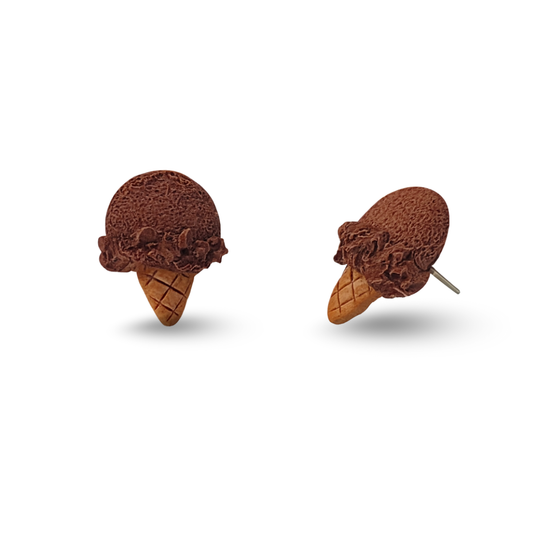 Chocoloate Ice Cream Polymer Clay Hypoallergenic Stud Earrings