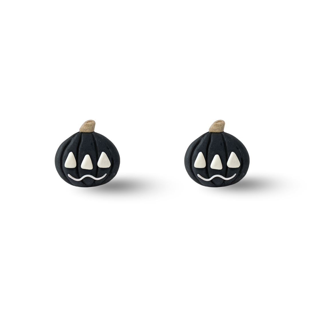 Black Pumpkin Polymer Clay Hypoallergenic Stud Earrings
