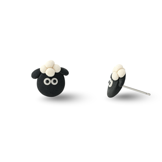 Black Sheep Polymer Clay Hypoallergenic Stud Earrings