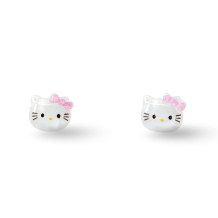 Tiny Red Bow Kitty Glitter Crystal Jelly Hypoallergenic Stud Earrings