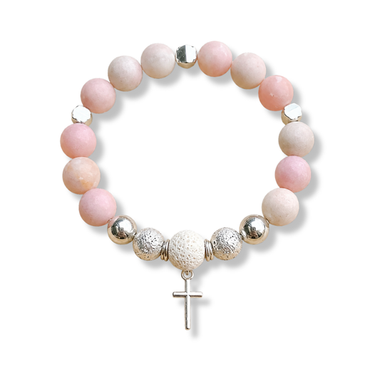 Pink Opal Cross Bracelet