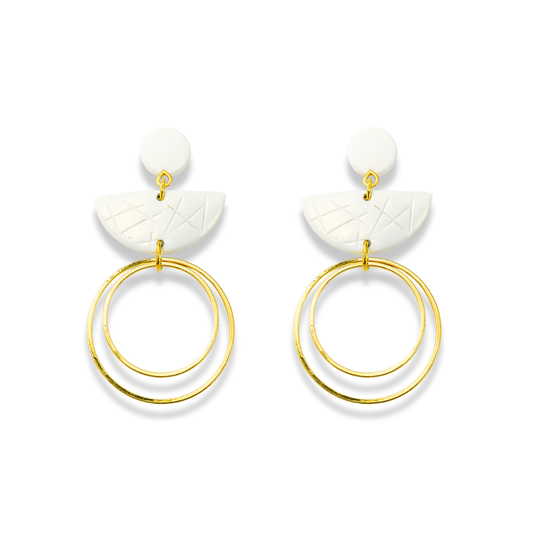 Golden Half-Moon Double Hoop Polymer Clay Earrings