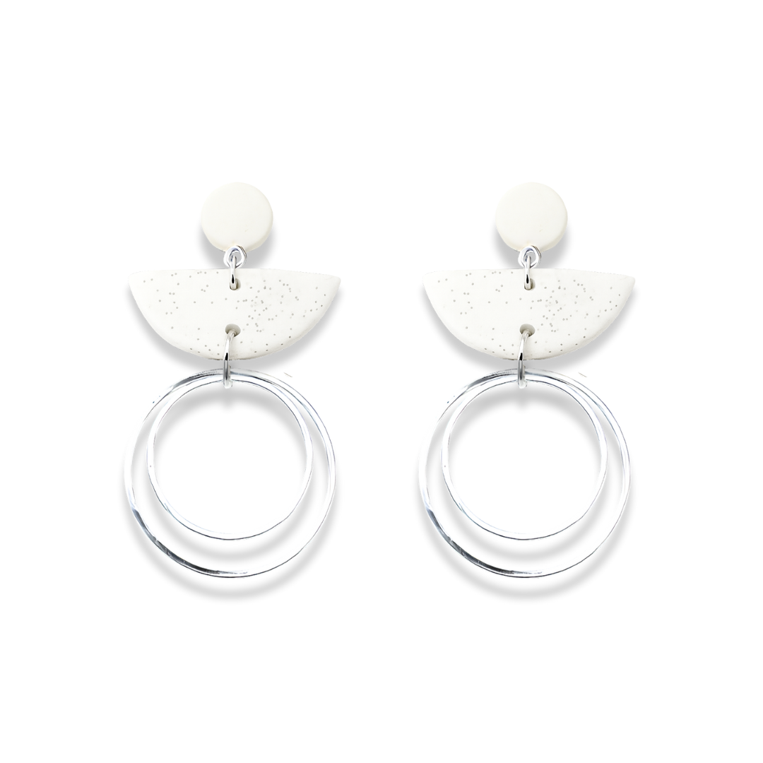 Golden Half-Moon Double Hoop Polymer Clay Earrings